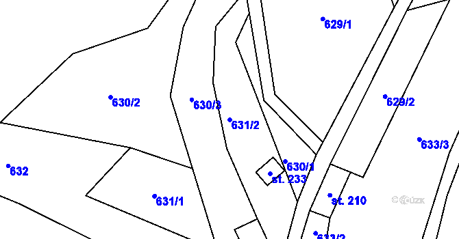 Parcela st. 631/2 v KÚ Rejhotice, Katastrální mapa