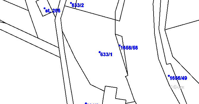 Parcela st. 633/1 v KÚ Rejhotice, Katastrální mapa