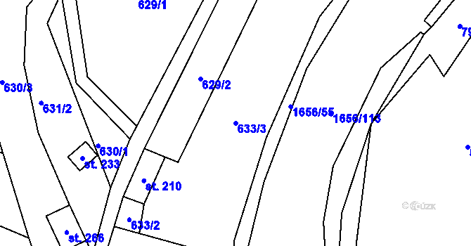 Parcela st. 633/3 v KÚ Rejhotice, Katastrální mapa