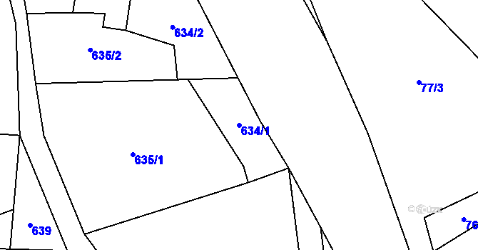 Parcela st. 634/1 v KÚ Rejhotice, Katastrální mapa
