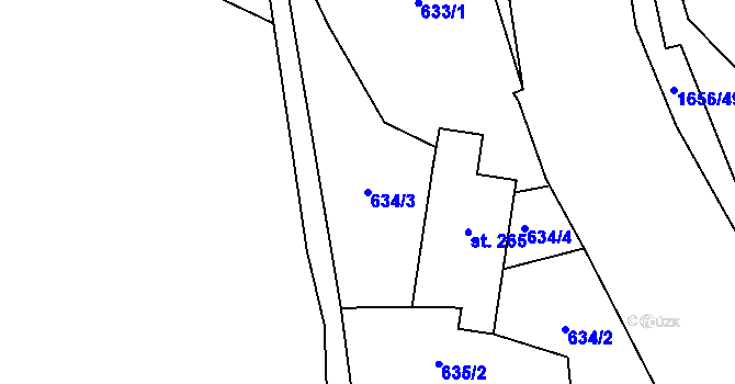Parcela st. 634/3 v KÚ Rejhotice, Katastrální mapa