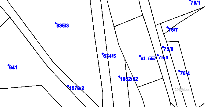 Parcela st. 634/5 v KÚ Rejhotice, Katastrální mapa