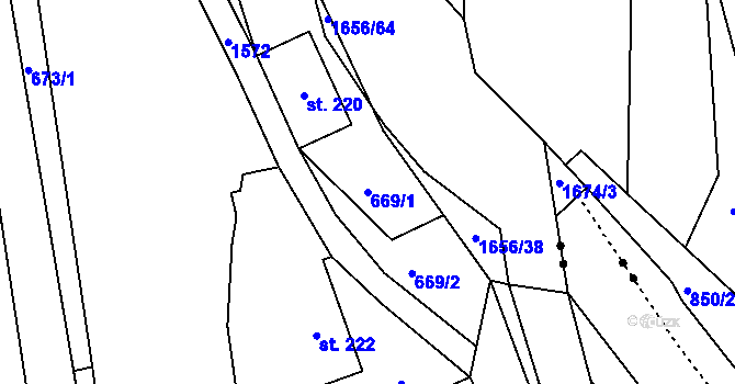 Parcela st. 669 v KÚ Rejhotice, Katastrální mapa
