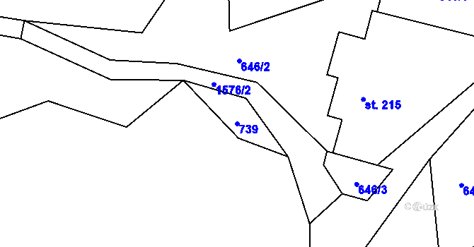 Parcela st. 739 v KÚ Rejhotice, Katastrální mapa