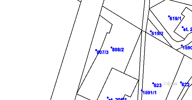Parcela st. 807/3 v KÚ Rejhotice, Katastrální mapa
