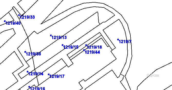 Parcela st. 1219/18 v KÚ Rejhotice, Katastrální mapa