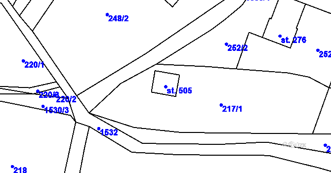 Parcela st. 505 v KÚ Rejhotice, Katastrální mapa