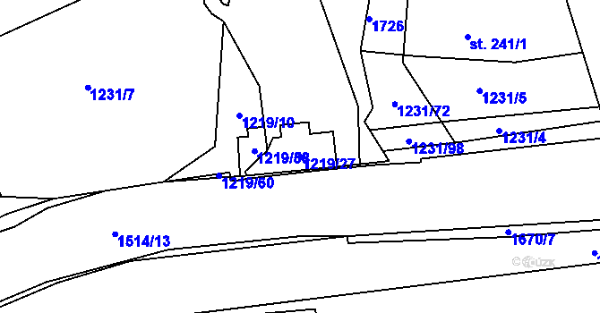Parcela st. 1219/27 v KÚ Rejhotice, Katastrální mapa