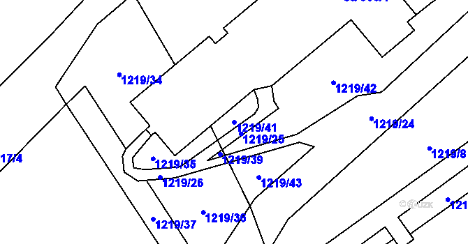Parcela st. 1219/41 v KÚ Rejhotice, Katastrální mapa