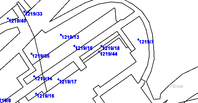 Parcela st. 1219/44 v KÚ Rejhotice, Katastrální mapa
