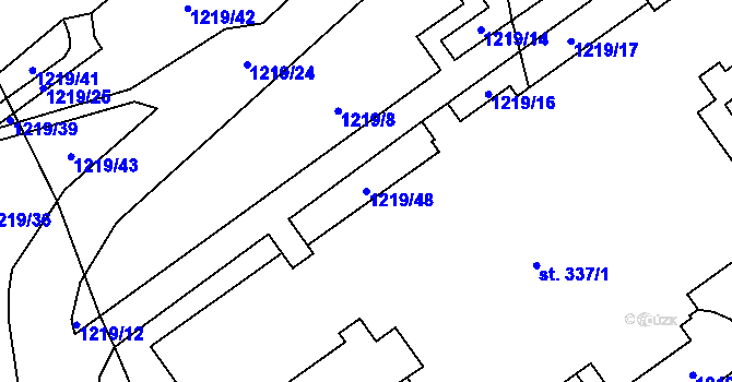 Parcela st. 1219/48 v KÚ Rejhotice, Katastrální mapa