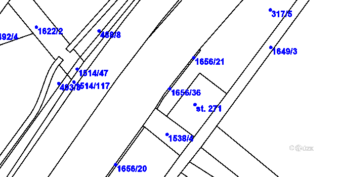 Parcela st. 1656/36 v KÚ Rejhotice, Katastrální mapa