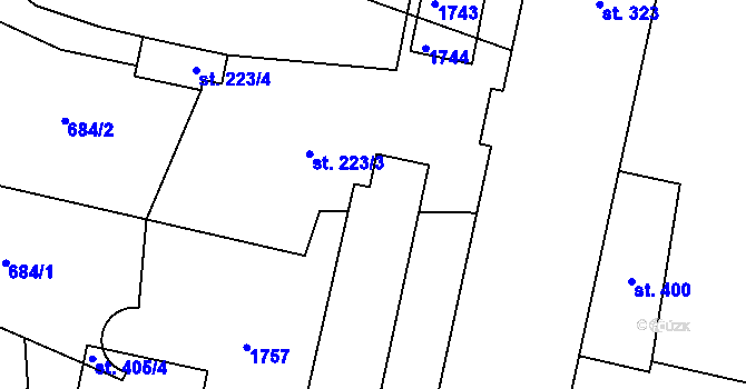 Parcela st. 287/5 v KÚ Rejhotice, Katastrální mapa