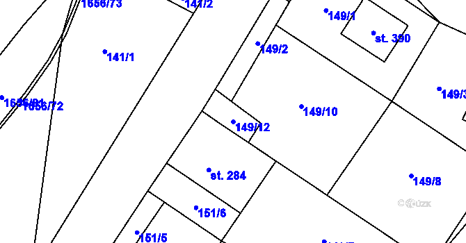 Parcela st. 149/12 v KÚ Rejhotice, Katastrální mapa