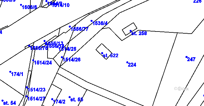 Parcela st. 522 v KÚ Rejhotice, Katastrální mapa
