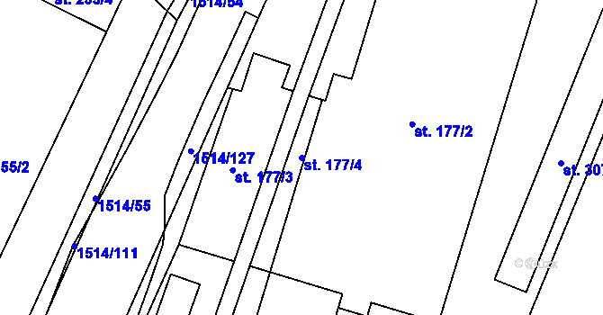 Parcela st. 177/4 v KÚ Rejhotice, Katastrální mapa