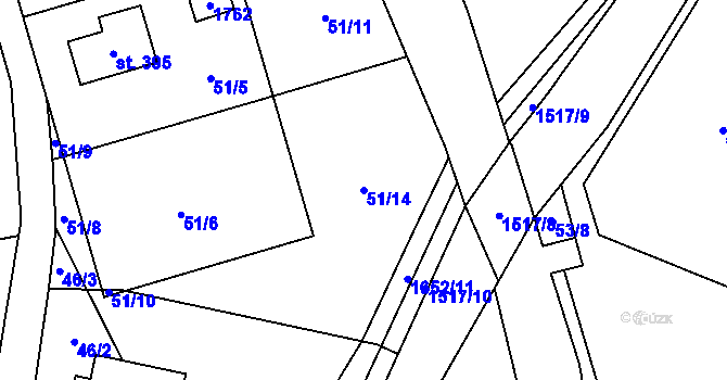 Parcela st. 51/14 v KÚ Rejhotice, Katastrální mapa