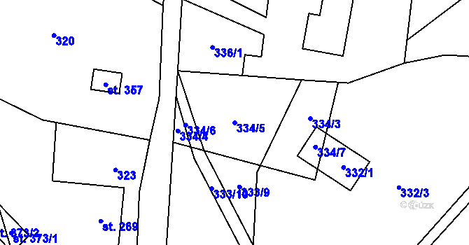 Parcela st. 334/5 v KÚ Rejhotice, Katastrální mapa
