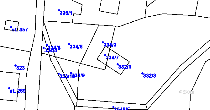 Parcela st. 334/7 v KÚ Rejhotice, Katastrální mapa
