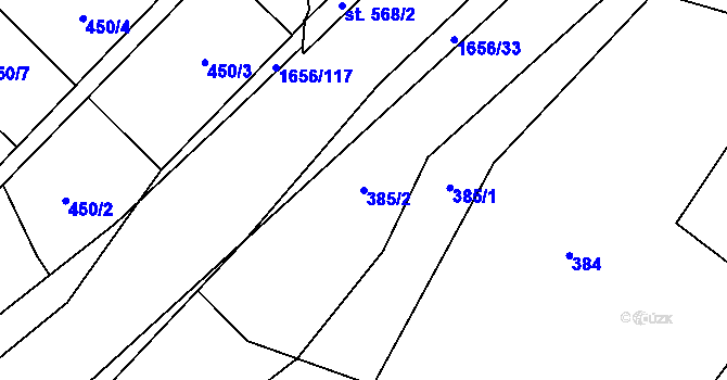 Parcela st. 385/2 v KÚ Rejhotice, Katastrální mapa