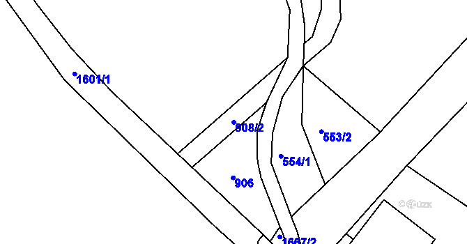 Parcela st. 908/2 v KÚ Rejhotice, Katastrální mapa