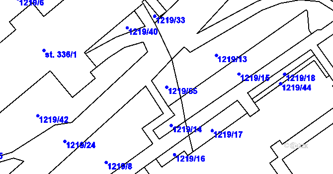 Parcela st. 1219/55 v KÚ Rejhotice, Katastrální mapa
