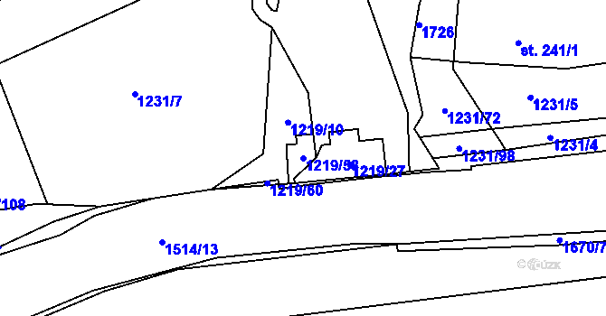 Parcela st. 1219/58 v KÚ Rejhotice, Katastrální mapa
