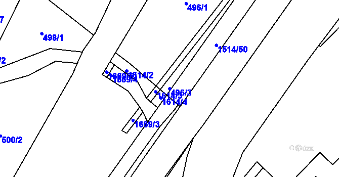 Parcela st. 496/3 v KÚ Rejhotice, Katastrální mapa