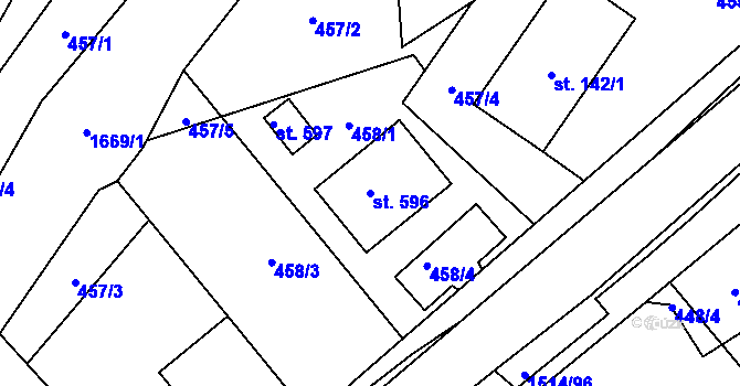 Parcela st. 596 v KÚ Rejhotice, Katastrální mapa