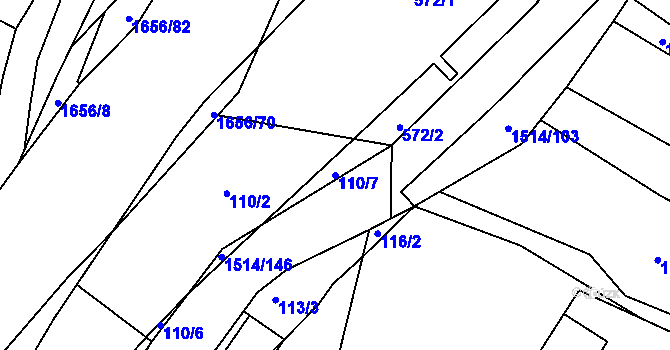 Parcela st. 110/7 v KÚ Rejhotice, Katastrální mapa