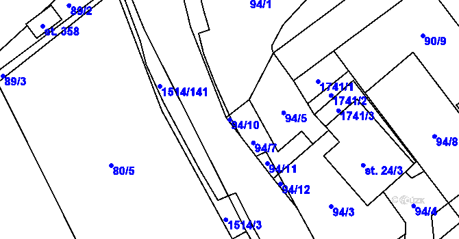 Parcela st. 94/10 v KÚ Rejhotice, Katastrální mapa