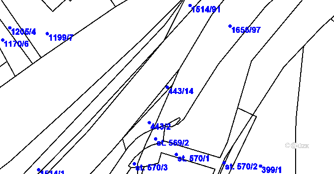 Parcela st. 443/14 v KÚ Rejhotice, Katastrální mapa