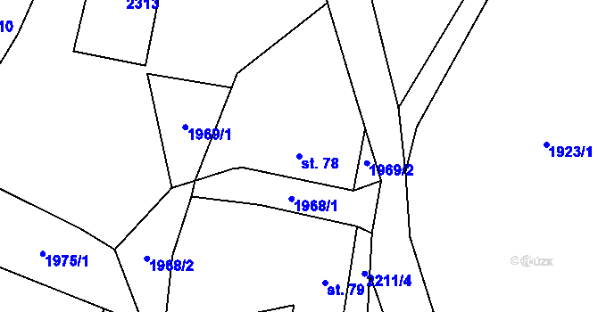 Parcela st. 78 v KÚ Bolechy, Katastrální mapa