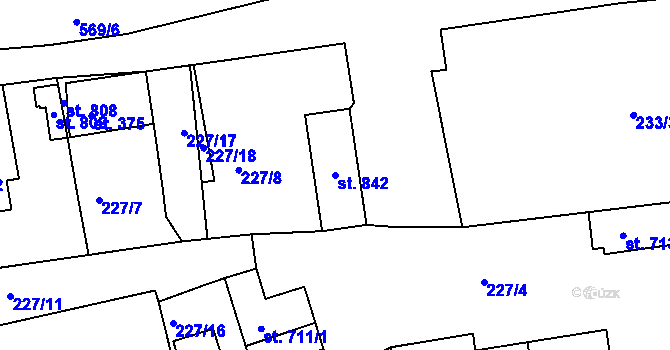 Parcela st. 842 v KÚ Loučovice, Katastrální mapa