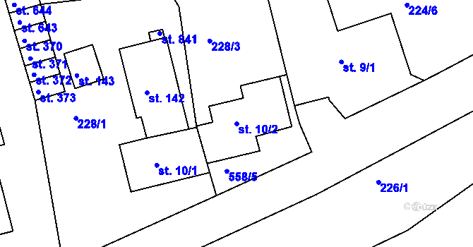 Parcela st. 10/2 v KÚ Loučovice, Katastrální mapa