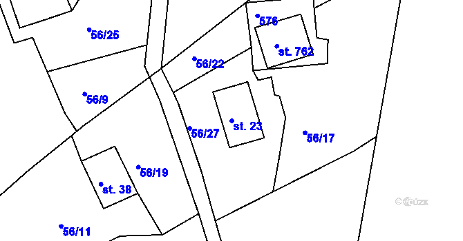 Parcela st. 23 v KÚ Loučovice, Katastrální mapa