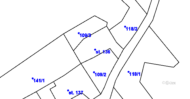 Parcela st. 136 v KÚ Loučovice, Katastrální mapa