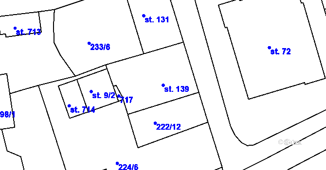 Parcela st. 139 v KÚ Loučovice, Katastrální mapa