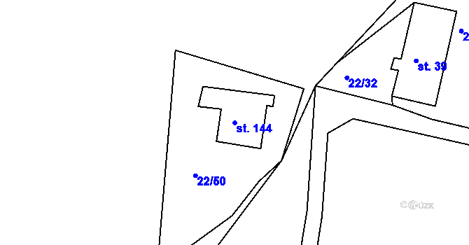 Parcela st. 144 v KÚ Loučovice, Katastrální mapa