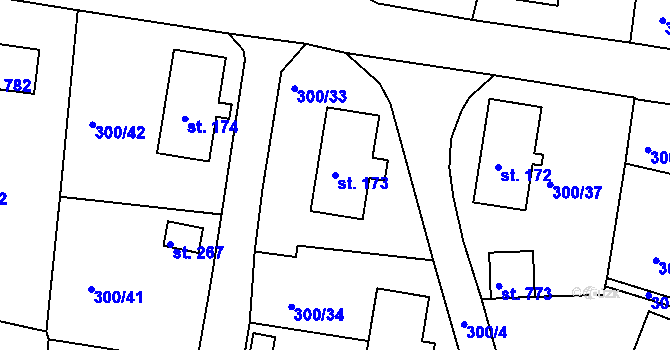 Parcela st. 173 v KÚ Loučovice, Katastrální mapa