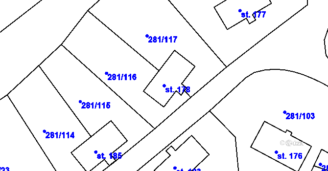 Parcela st. 178 v KÚ Loučovice, Katastrální mapa