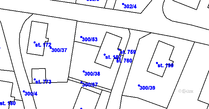 Parcela st. 182 v KÚ Loučovice, Katastrální mapa