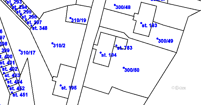 Parcela st. 194 v KÚ Loučovice, Katastrální mapa
