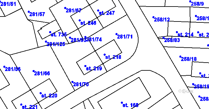 Parcela st. 218 v KÚ Loučovice, Katastrální mapa