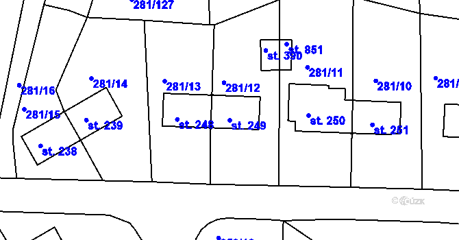 Parcela st. 249 v KÚ Loučovice, Katastrální mapa