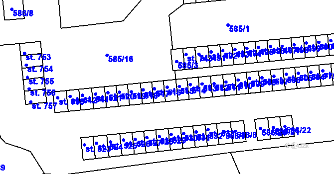Parcela st. 515 v KÚ Loučovice, Katastrální mapa