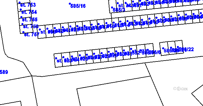 Parcela st. 529 v KÚ Loučovice, Katastrální mapa
