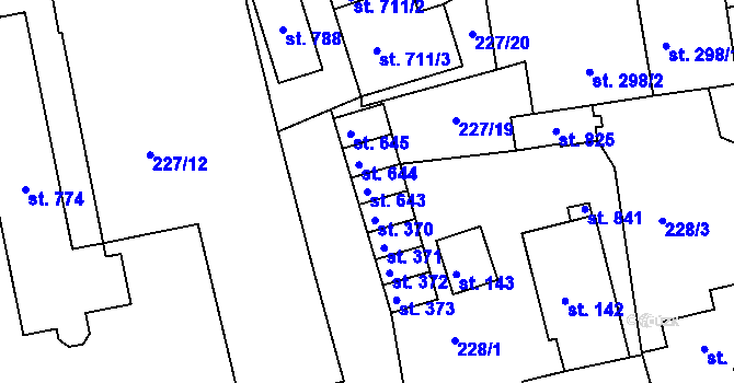 Parcela st. 643 v KÚ Loučovice, Katastrální mapa