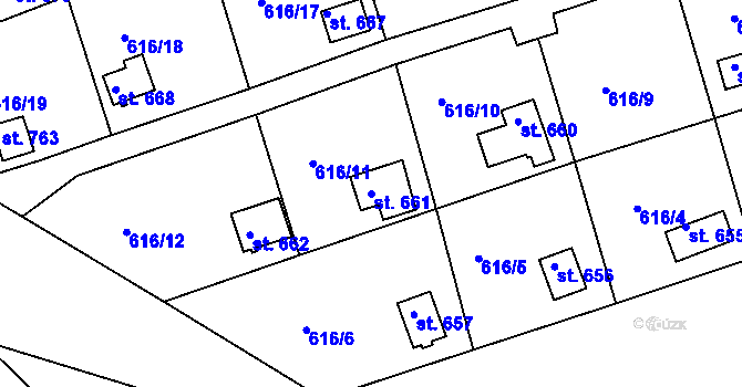 Parcela st. 661 v KÚ Loučovice, Katastrální mapa