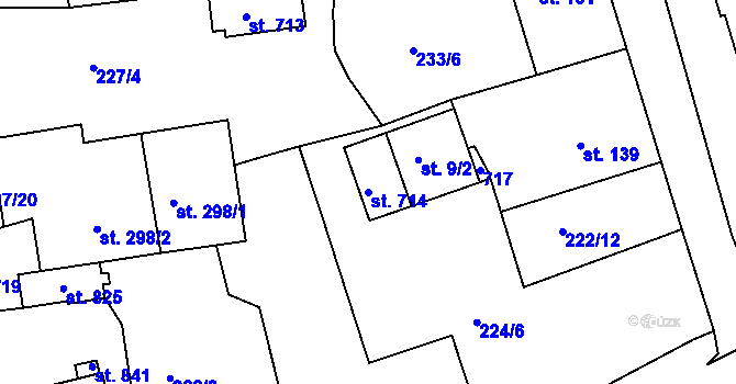 Parcela st. 714 v KÚ Loučovice, Katastrální mapa